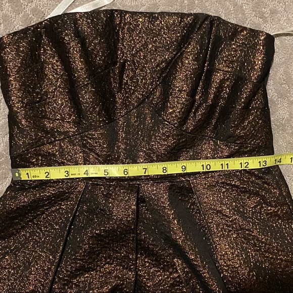 Shoshanna Bronze Shimmer Strapless Evening Dress with Pockets Size 0 - Picture 9 of 9